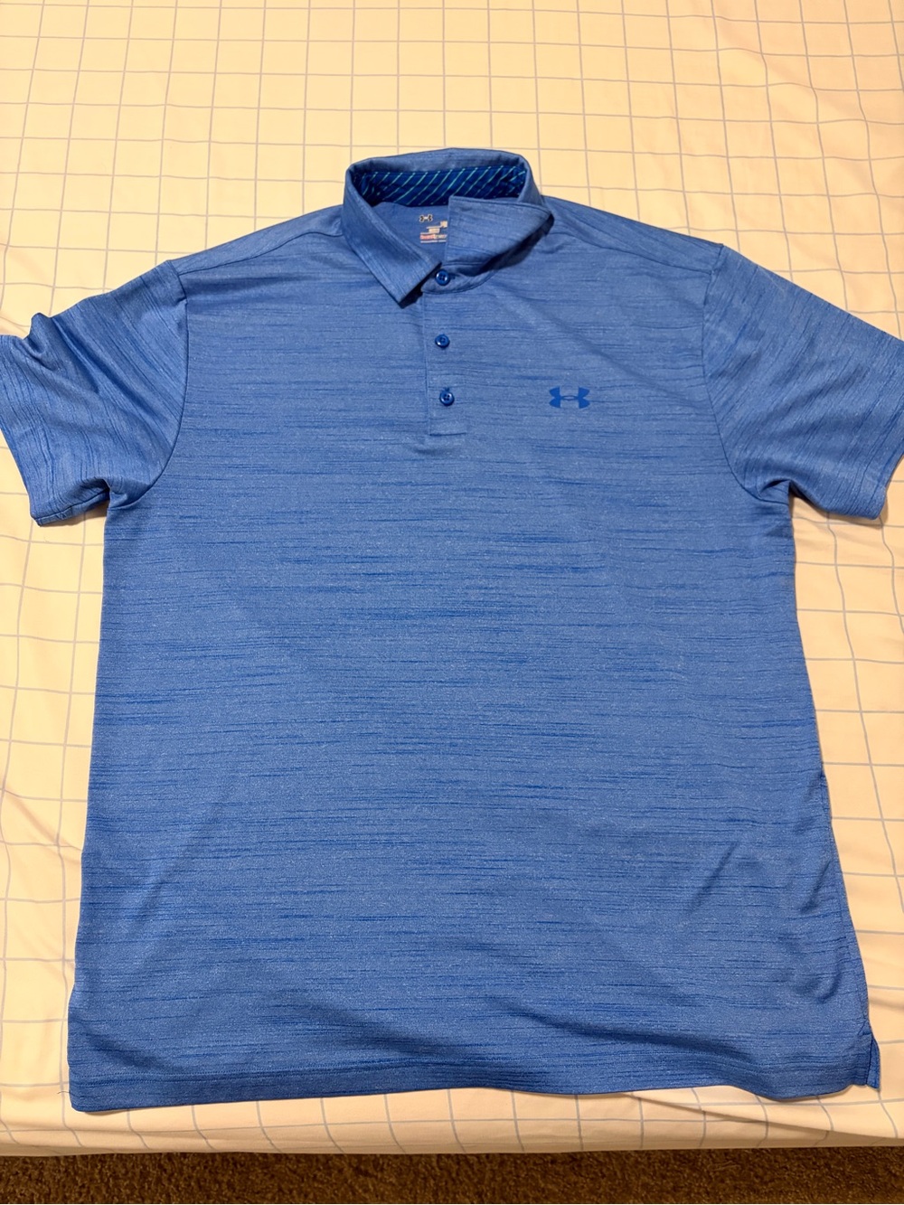 Under Armour Blue Heathered Short-Sleeve Polo